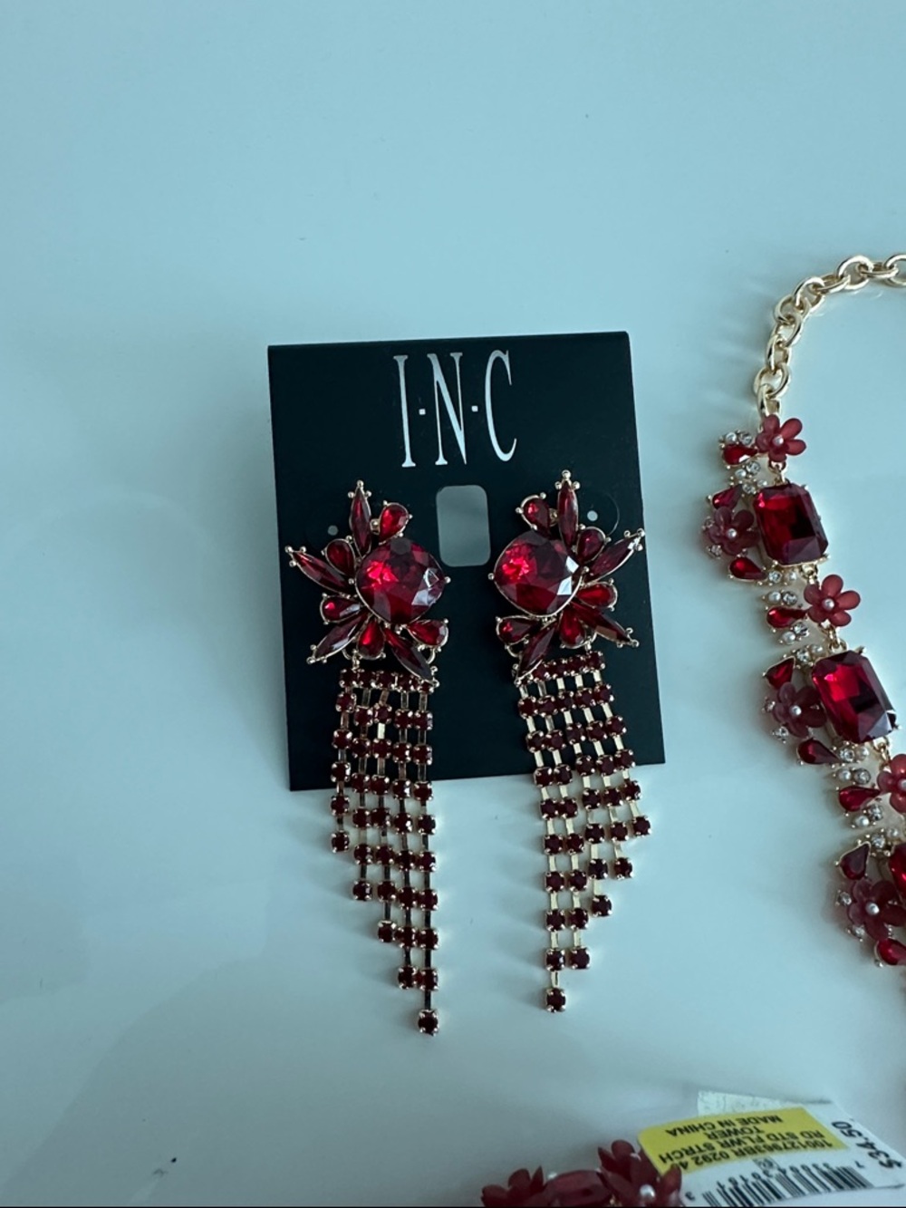 INC International Concepts Red Crystal Necklace, Bracelet & Earrings Set - Picture 2 of 4